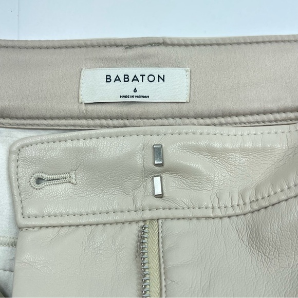 ARITZIA BABATON Women's Ivory Off-White Faux Leather Pants Tapered Leg Size 6 - Picture 3 of 9